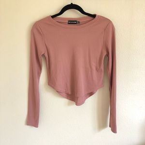 Prettylittlething long sleeve crop top